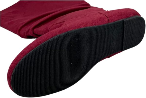 CALF HIGH BOOTS - BURGUNDY - Round Toe Flat Heel Slouchy Mid-Calf Boot SIZE: 9 - Image 2