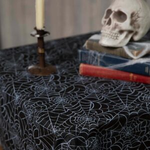 HALLOWEEN TABLECOVER BLACK Vinyl SPIDERWEB