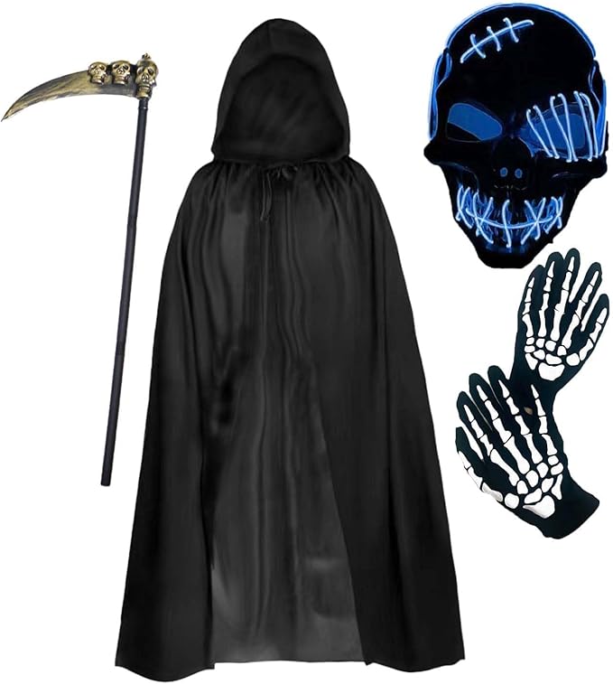 HALLOWEEN - Kids Grim Reaper Scary Costume Set With LED MASK