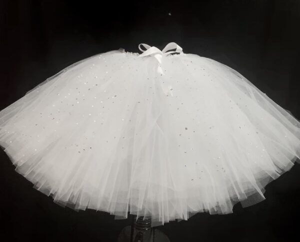 ADULT TUTU – CUSTOM MADE Adult LG WHITE Fluffy Above knee SPARKLE Tutu - Image 2