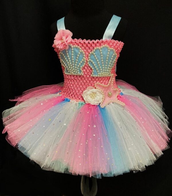 CUSTOM MADE Girls Tutu Dress - Toddler Sparkle Pastel Mermaid tutu dress Fits up to 2yrs. - Image 2