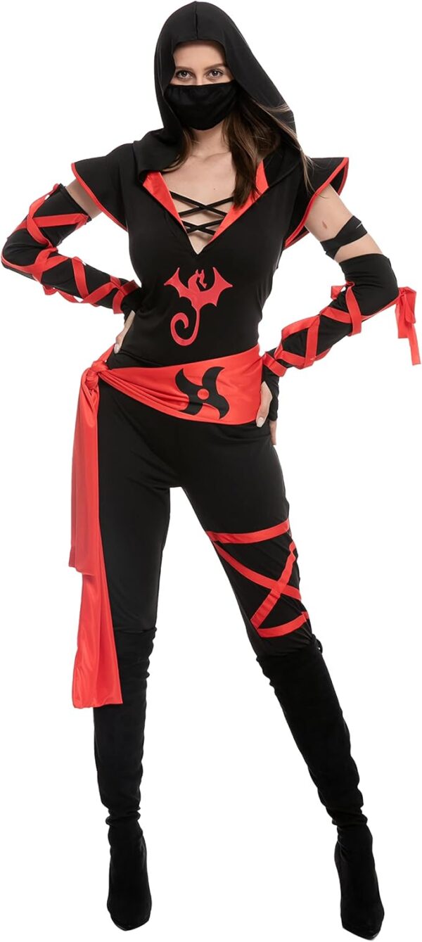 HALLOWEEN - Women 7pc Ninja Deluxe Costume - SIZE MEDIUM - Image 2