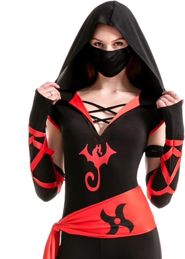 HALLOWEEN - Women 7pc Ninja Deluxe Costume - SIZE MEDIUM