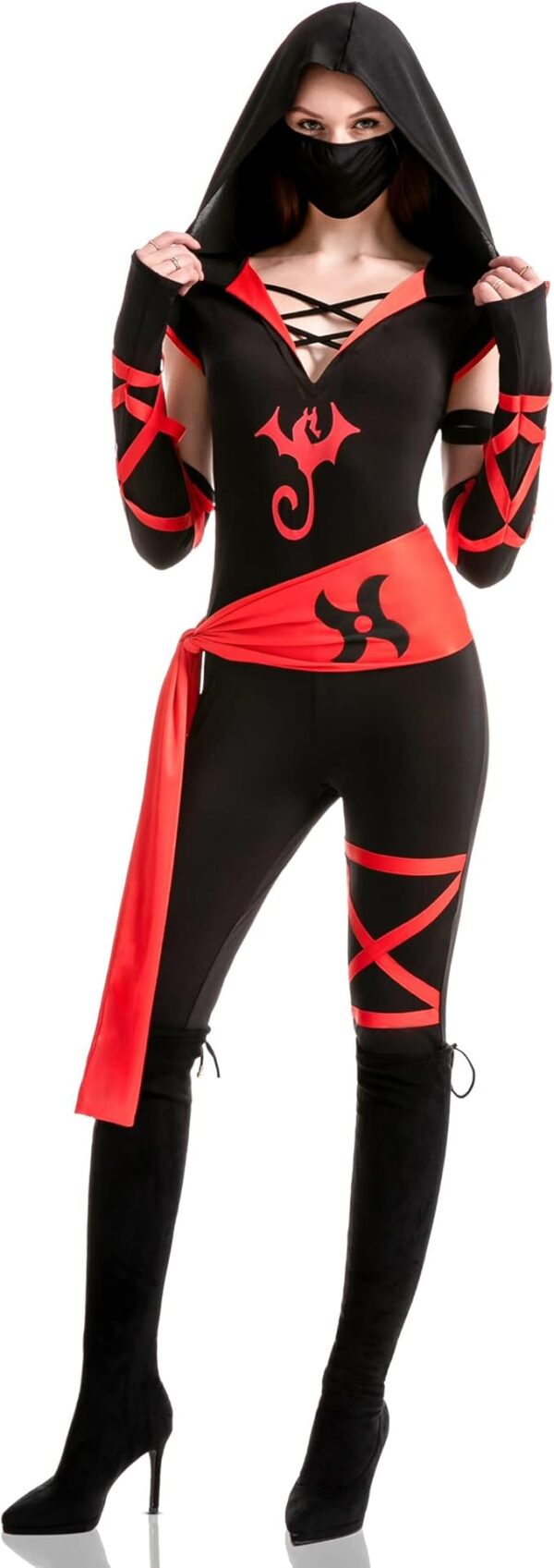 HALLOWEEN - Women 7pc Ninja Deluxe Costume - SIZE MEDIUM - Image 5
