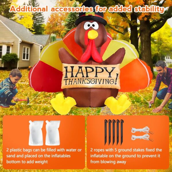 PARTY DECORATIONS - THANKSGIVING - 6FT Thanksgiving Inflatables Turkey Decoration - Image 4
