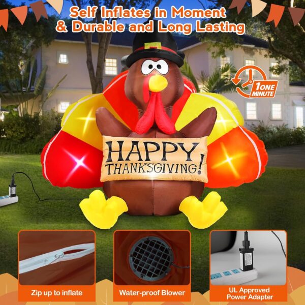 PARTY DECORATIONS - THANKSGIVING - 6FT Thanksgiving Inflatables Turkey Decoration - Image 3