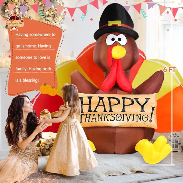 PARTY DECORATIONS - THANKSGIVING - 6FT Thanksgiving Inflatables Turkey Decoration - Image 2