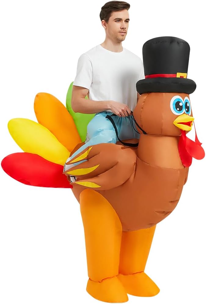 MASCOT- Inflatable - Adult Turkey, Blow Up, Orange, Polyester, for Men & Women - Image 6