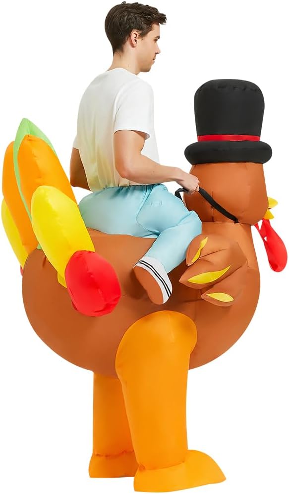 MASCOT- Inflatable - Adult Turkey, Blow Up, Orange, Polyester, for Men & Women - Image 4