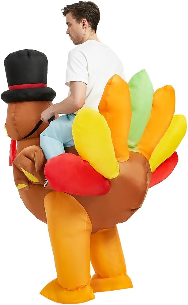 MASCOT- Inflatable - Adult Turkey, Blow Up, Orange, Polyester, for Men & Women - Image 2