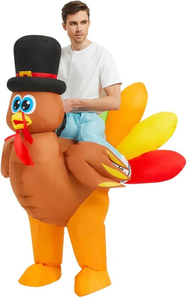 MASCOT- Inflatable - Adult Turkey, Blow Up, Orange, Polyester, for Men & Women
