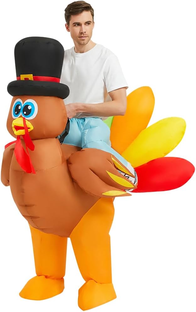 MASCOT- Inflatable - Adult Turkey, Blow Up, Orange, Polyester, for Men & Women