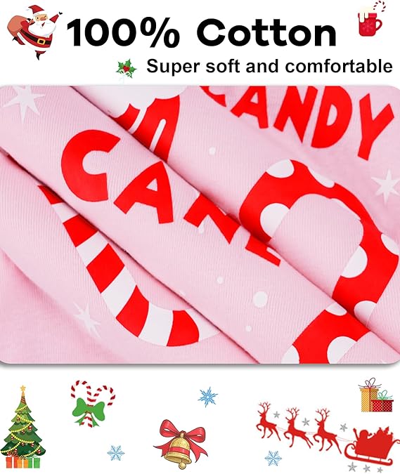 Christmas Girls PINK CANDY CANE CUTIE 2PC PAJAMA SET - Image 4