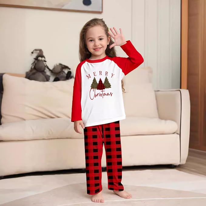 Christmas Matching Family Pajamas Sets RED-WHTE-BLACK PLAID CHRISTMAS PAJAMAS - Image 2