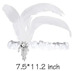 Flapper Sequin/Feather Headband – 1920s WHITE Flapper Headband - Image 2