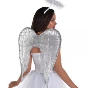 Adult Glitter White Angel Costume Accessory Kit