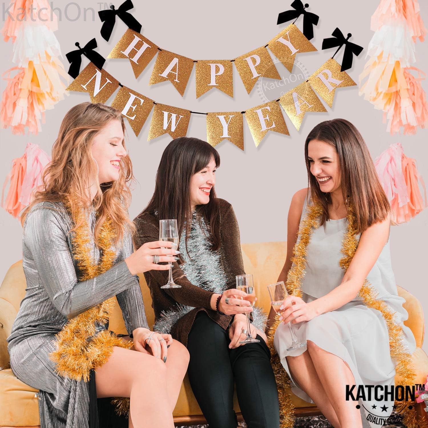 PARTY DECORATIONS - Happy New Years Eve Party Banner Decoration - Gold Glitter Banner-10 Feet - Image 5