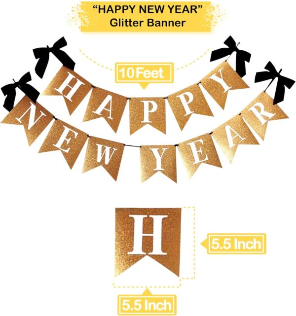 PARTY DECORATIONS - Happy New Years Eve Party Banner Decoration - Gold Glitter Banner-10 Feet - Image 4