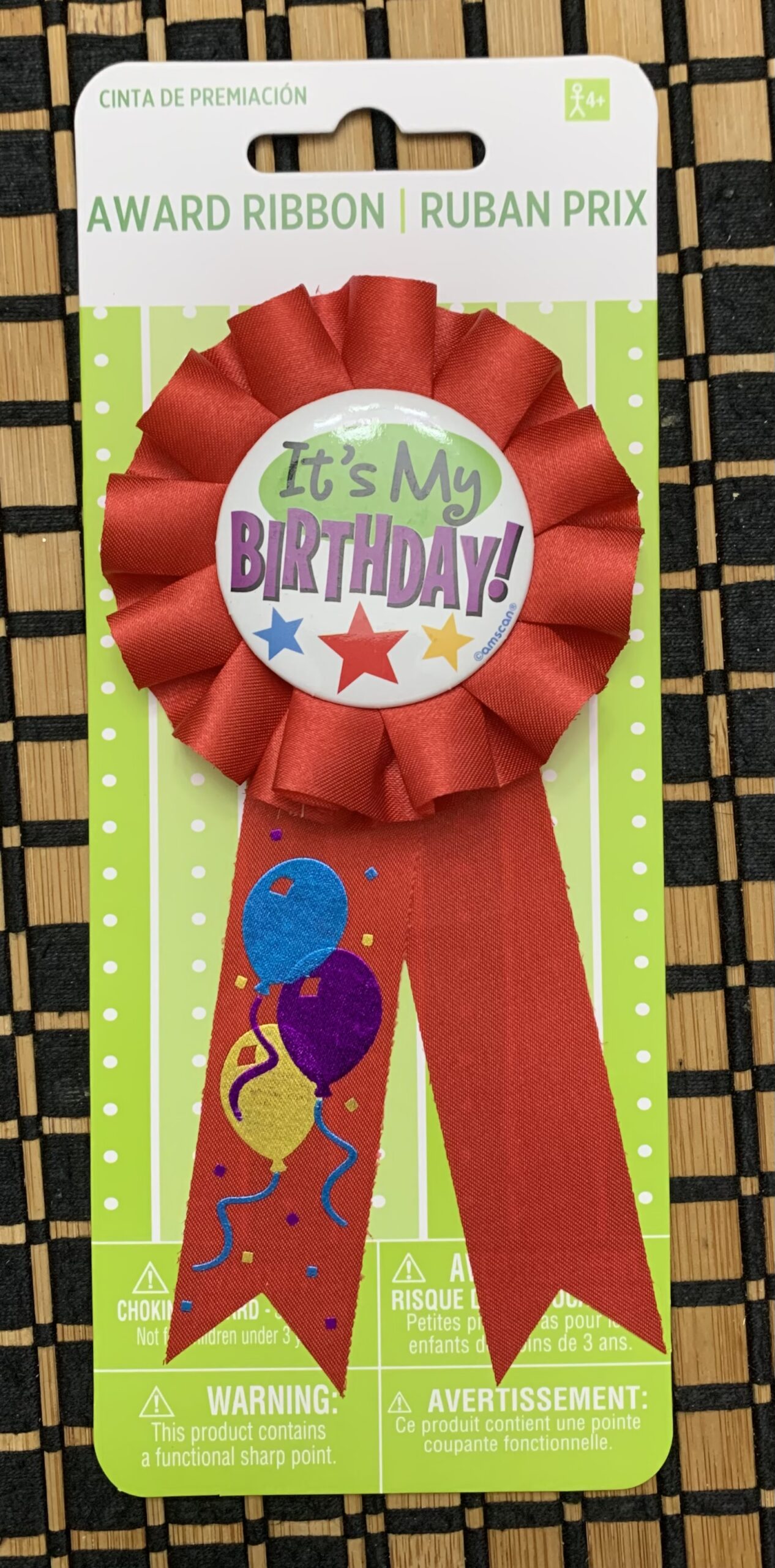 Celebration Award Pins - Happy B-Day It's My Birthday Award Ribbon - RED