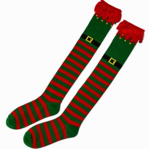 SOCKS - Christmas Over the Knee Striped Elf Socks