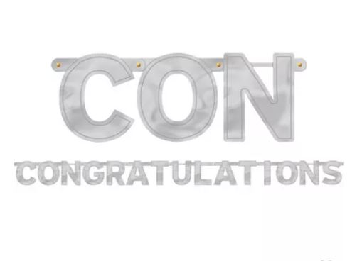 PARTY DECORATIONS - Silver Congratulations Letter Banner