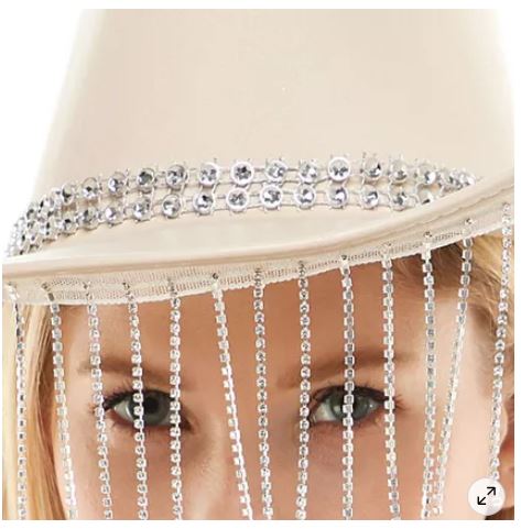 Rhinestone Fringe Tan Cowboy Hat - Image 3