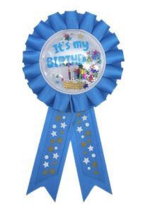Celebration Award Pins - Happy B-Day It's My Birthday Award Ribbon BLUE