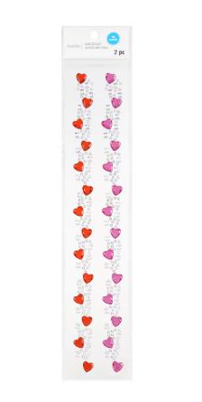 RHINESTONE SHEETS - Hearts Strip Bling Stickers
