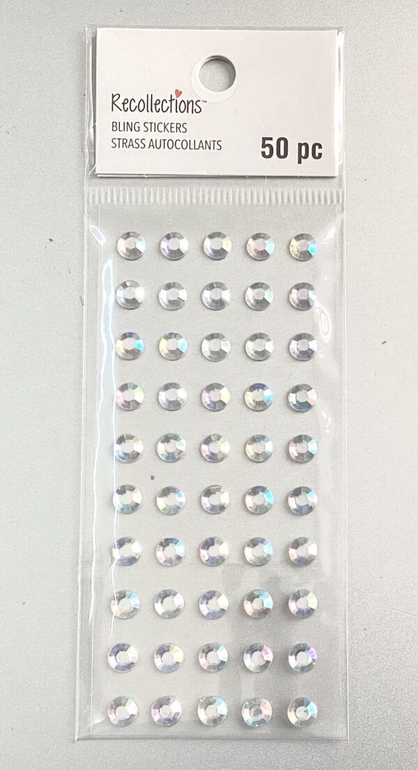RHINESTONE SHEETS -50PC Iridescent Round Adhesive Gemstones Stickers