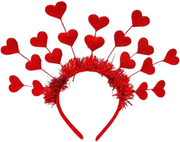 Valentines Day Decoration - Heart Shape Tinsel Headband - Image 4
