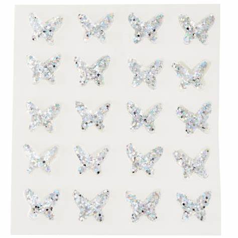 RHINESTONE SHEETS - 20PC Iridescent Clear Butterfly Bling Stickers - Image 2