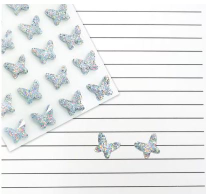 RHINESTONE SHEETS - 20PC Iridescent Clear Butterfly Bling Stickers - Image 3