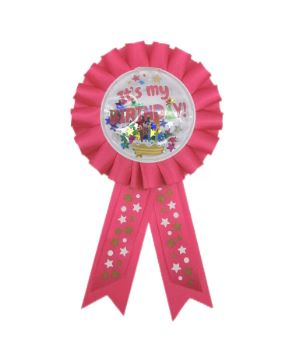 Celebration Award Pins - Happy B-Day It's My Birthday Award Ribbon PINK