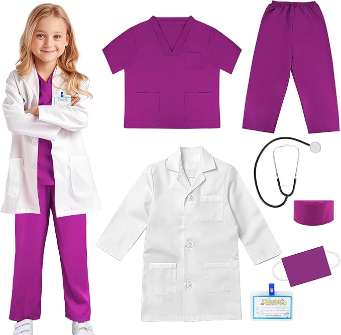 Career Day DOCTOR - GIRLS Deluxe PURPLE Doctor Costume for Kids