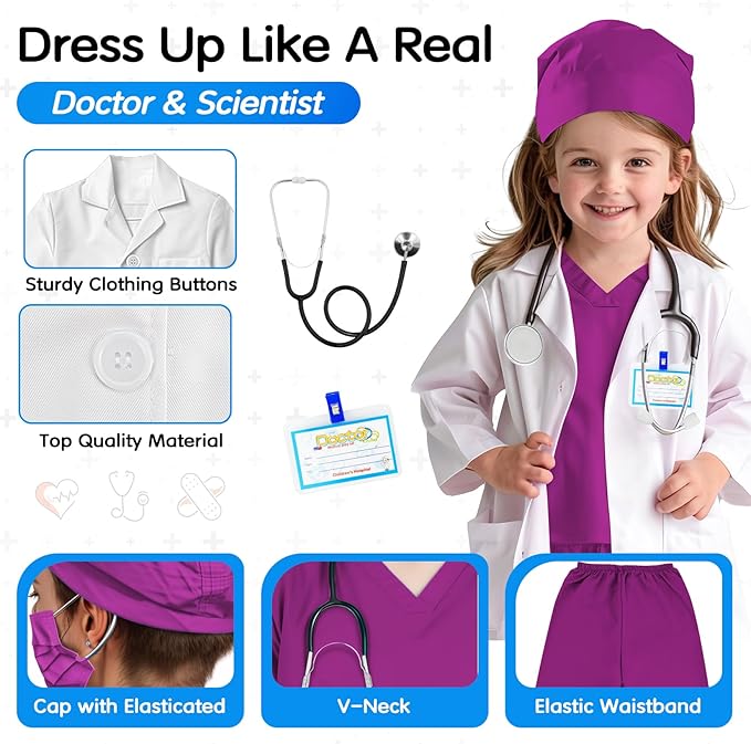 Career Day DOCTOR - GIRLS Deluxe PURPLE Doctor Costume for Kids - Image 2