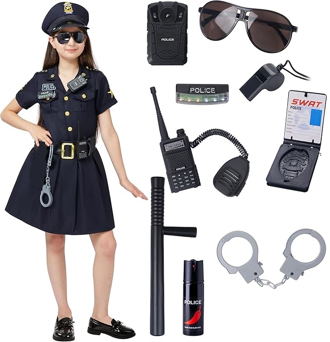 Career Day POLICE – Girls Officer DELUXE Costume Set, Cop Outfit