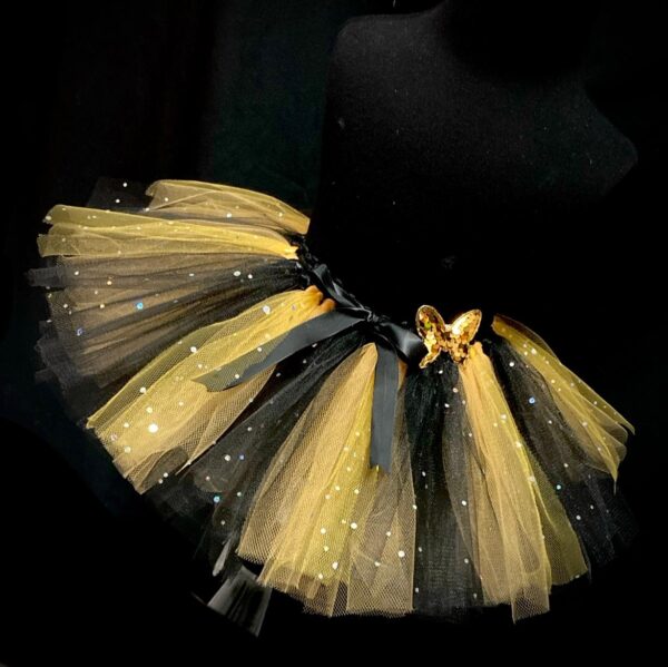 CUSTOM MADE Child tutu – BABY Gold/Black Sparkle Tutu fits 1yr - Image 2
