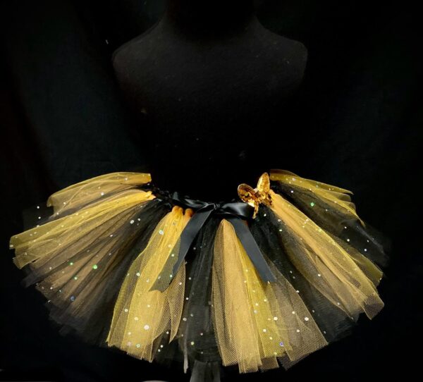 CUSTOM MADE Child tutu – BABY Gold/Black Sparkle Tutu fits 1yr