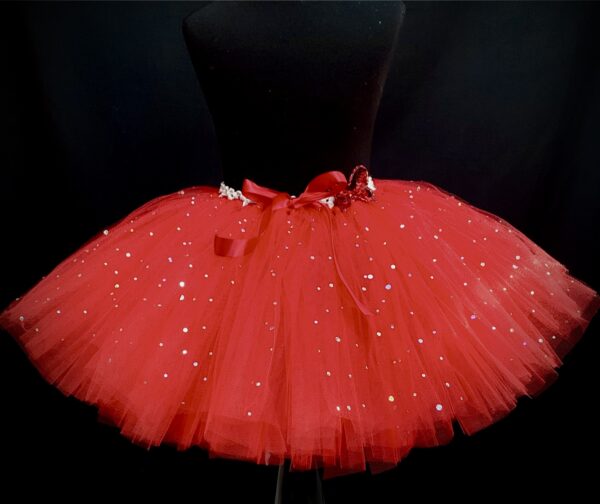 CUSTOM MADE Child tutu - TODDLER RED SPARKLE FLUFFY Tutu SIZE Fits 3-4yrs - Image 3