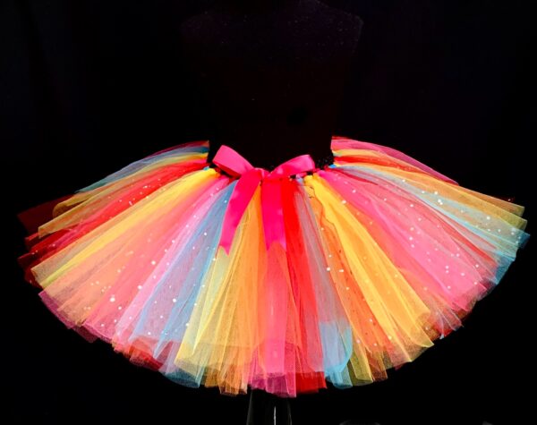 CUSTOM MADE Child tutu – TODDLER mixed Rainbow fluffy tutu Fits up to 3-4YRS - Image 3