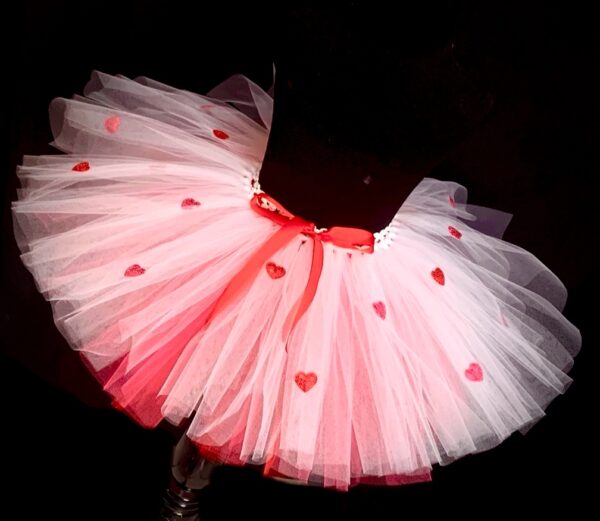 CUSTOM MADE Child tutu - TODDLER PINK-RED.WHITE HEART FLUFFY Tutu SIZE Fits 3-4yrs