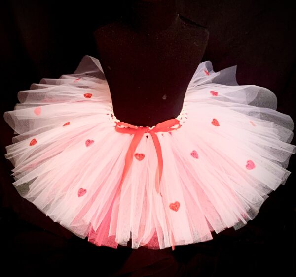 CUSTOM MADE Child tutu - TODDLER PINK-RED.WHITE HEART FLUFFY Tutu SIZE Fits 3-4yrs - Image 4