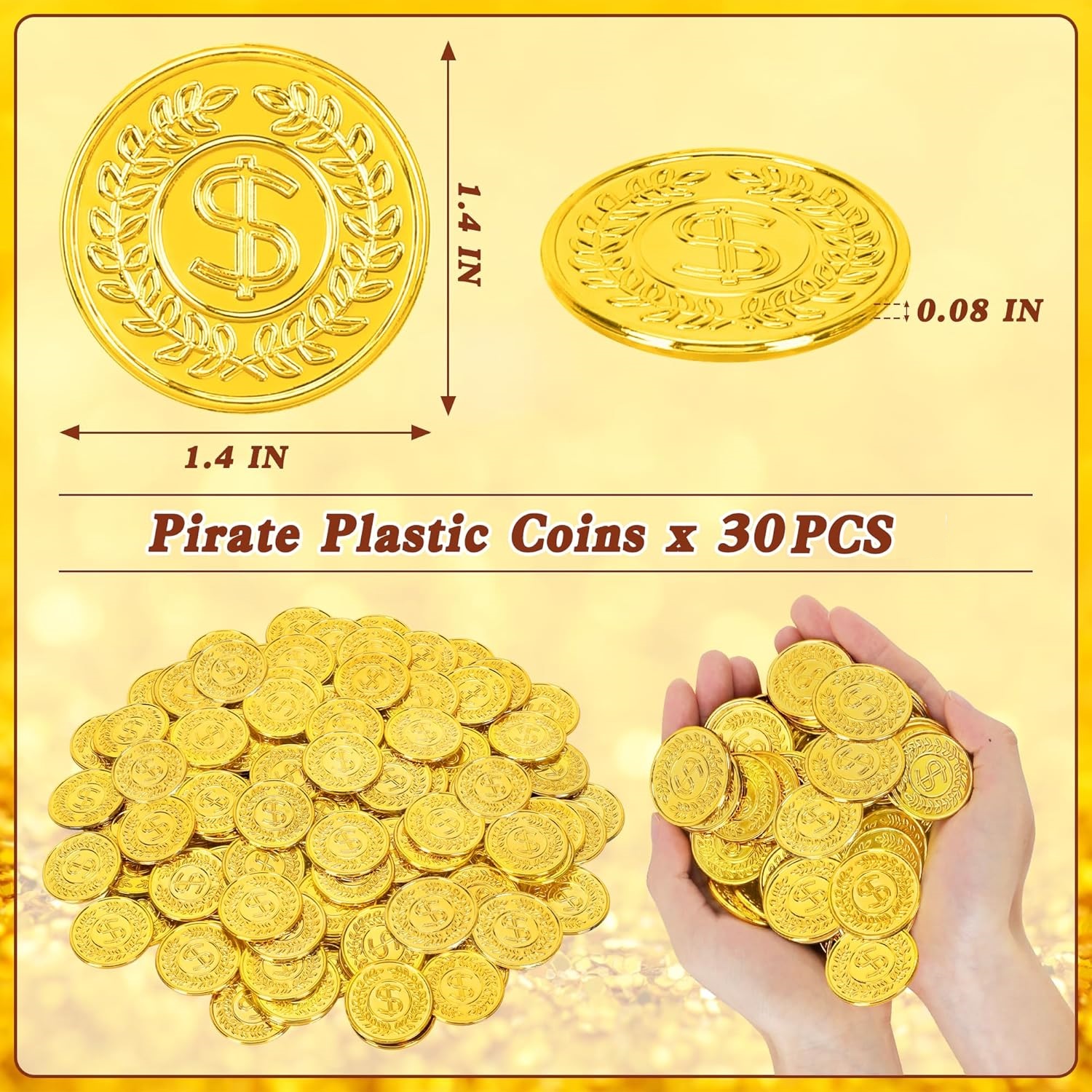 Gold Coins Plastic Treasure Pirate Coins 30-ct. Packs - Image 4