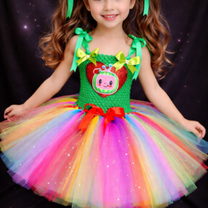 CUSTOM MADE Girls Tutu Dress - Sequin Cocomelon Sparkle Tutu Dress Colorful Green SIZE: FITS UP TO 3YRS