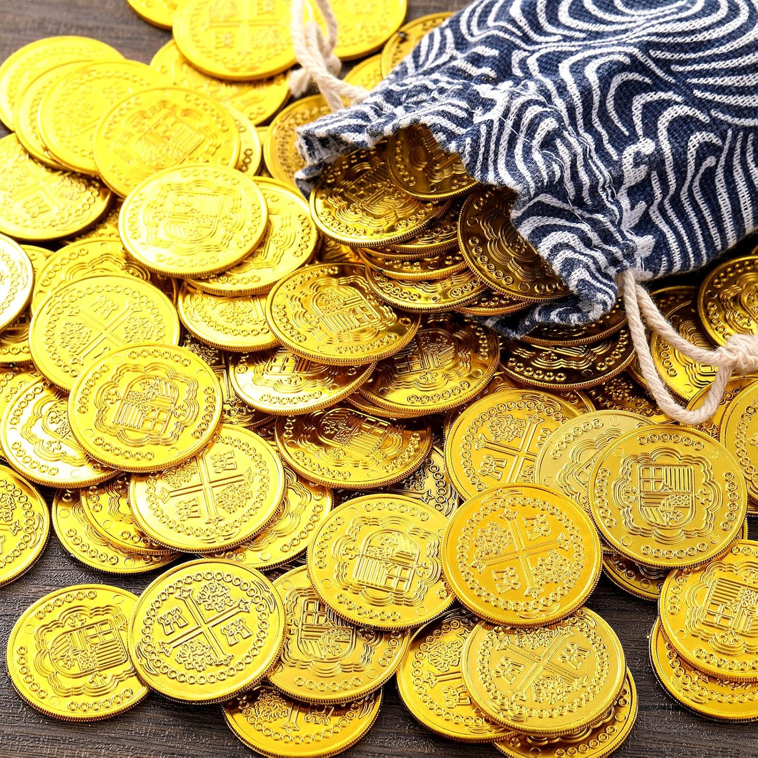 Gold Coins Plastic Treasure Pirate Coins 30-ct. Packs - Image 2