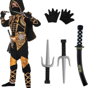 HALLOWEEN - BOY Golden Ninja Costume Set SIZE XLARGE(12-14)