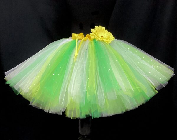 CUSTOM MADE Child tutu – Girls GREEN Sparkle Tiana Inspired fluffy tutu Fits (6-8yrs) - Image 2