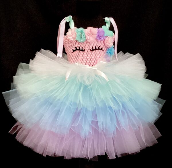 CUSTOM MADE Girls Tutu Dress - 4-Layer extra fluffy Unicorn Floral Tutu Dress SIZE: FITS 3-4YRS