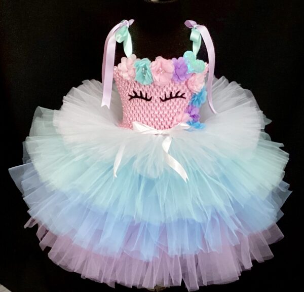 CUSTOM MADE Girls Tutu Dress - 4-Layer extra fluffy Unicorn Floral Tutu Dress SIZE: FITS 3-4YRS - Image 5