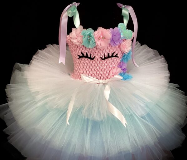 CUSTOM MADE Girls Tutu Dress - 4-Layer extra fluffy Unicorn Floral Tutu Dress SIZE: FITS 3-4YRS - Image 4